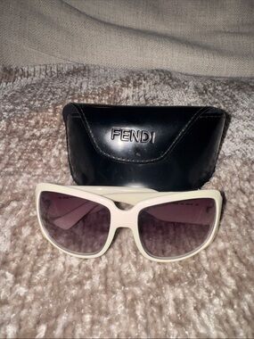 Fendi Women’s Cream Frame Sunglasses with Purple Gradient Lenses